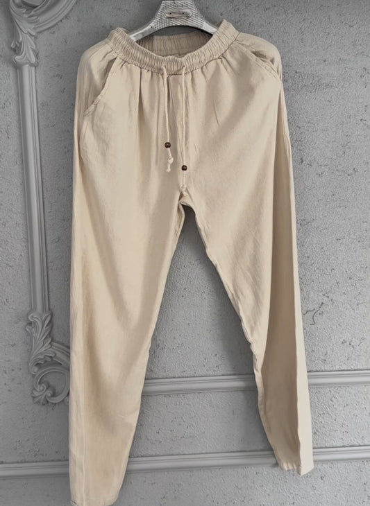 Baggy kalıp keten pantolon